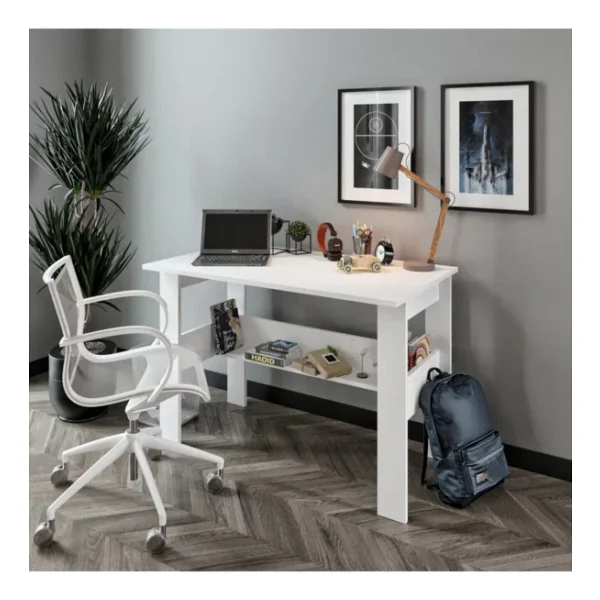 Kznmob Home Study Raflı Çalışma Masası Bilgisayar Masası Ofis Masası Beyaz - Tamamı 1. Kalite Mdf - Görsel 2