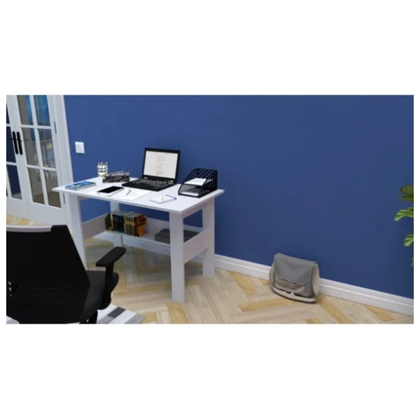 Kznmob Home Study Raflı Çalışma Masası Bilgisayar Masası Ofis Masası Beyaz - Tamamı 1. Kalite Mdf - Görsel 5