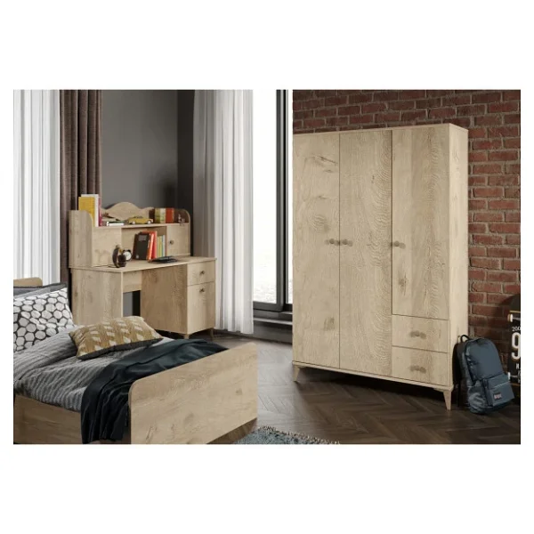 KZNMOB HOME Akasya Modern Genç Odası Takımı Meşe - 4 Parçalı Ve Tamamı 1. Kalite Mdf - Görsel 5