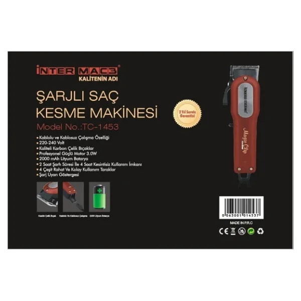 İnter Mac3 TC-1453 Profesyonel Saç Kesme Makinesi - Görsel 8