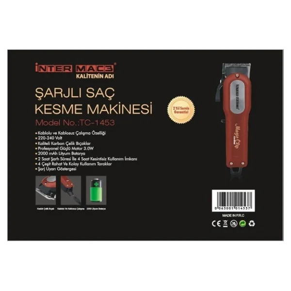 İnter Mac3 TC-1453 Profesyonel Saç Kesme Makinesi - Görsel 10