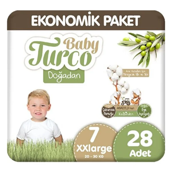 Baby Turco Doğadan 7 Numara XX Large 28'li Bebek Bezi - Görsel 3