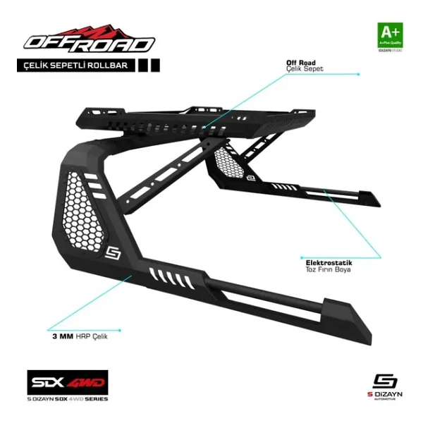 Sedan 4Wd Uyumlu Off Road Ford Ranger 2 Sepetli Çelik Roll Bar V1 2006-2013 - Görsel 2
