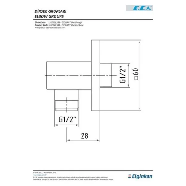 E.C.A. Elegant 102126388 Duş Dirseği - Görsel 5