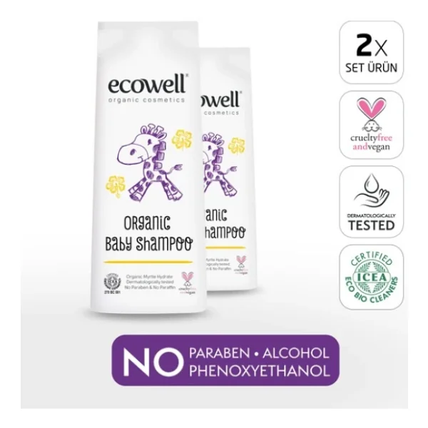 Ecowell Organik Bebek Şampuanı 300 ml 2 Adet - Görsel 2