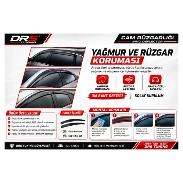 Sunplex Ford Uyumlu Focus 2 45569 4 Lü Set Cam Rüzgarlığı Ön Ve Arka Parça - Görsel 3