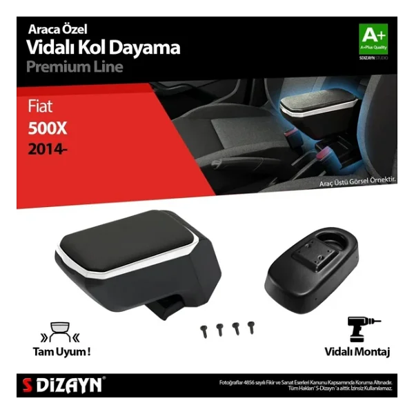 Fiat 500X Uyumlu Kol Dayama Kolçak Abs Vidalı Gri 2014 Üzeri A+Kalite Parça - Görsel 2