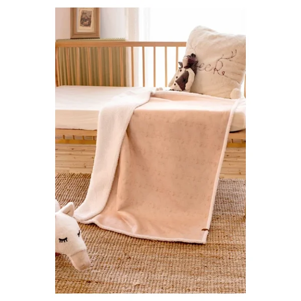 Fluffy Bebek Battaniyesi 80X100 Solid Bej Düz Kundak Puset Çift Taraflı Koyun Tüyü Battaniye 100X80 - Görsel 3