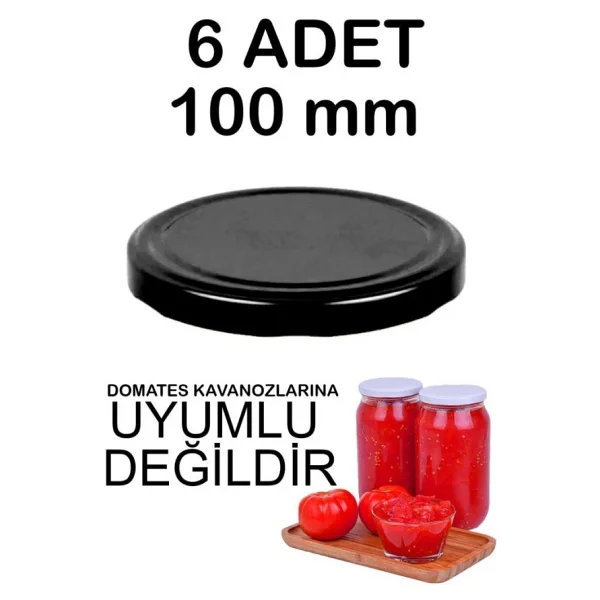 6 Adet 10cm Metal Kavanoz Kapağı Siyah - Görsel 4