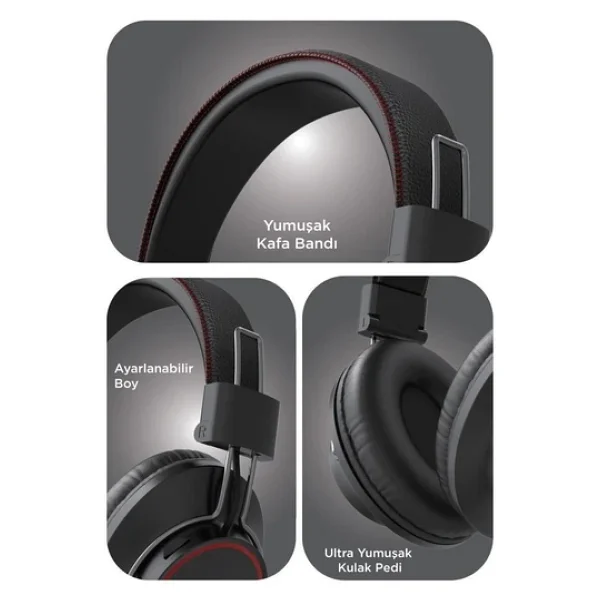 Torima HD-10 Siyah Kulak Üstü Bluetooth Kulaklık - Görsel 3