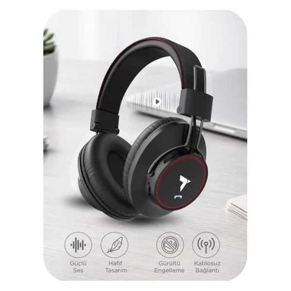 Torima HD-10 Siyah Kulak Üstü Bluetooth Kulaklık - Görsel 5