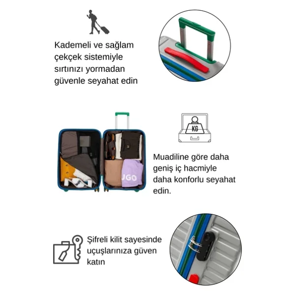 Louisiana Polo 1088 Polikarbon 3'lü Valiz Seti - Görsel 4