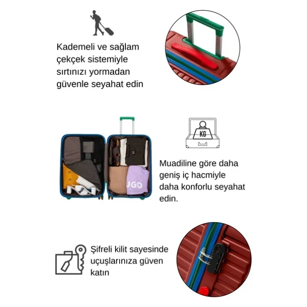Louisiana Polo 1088 Polikarbon Kabin + Orta Boy Bordo 2'li Valiz Seti - Görsel 4