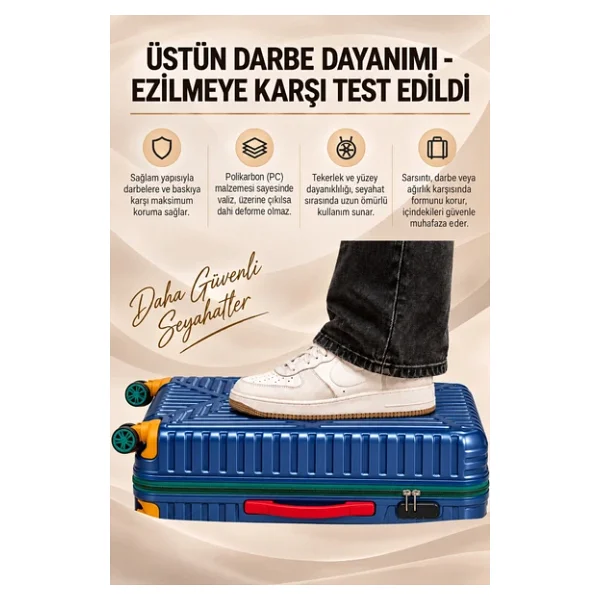 Louisiana Polo 1088 Polikarbon Kabin + Orta Boy Lacivert 2'li Valiz Seti - Görsel 6