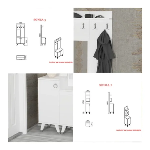 Kalender Dekor Sonia-5-2-Sn02 Ayakkabılık Vestiyer Portmanto - Görsel 5