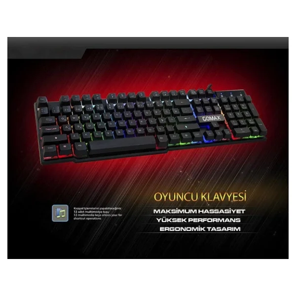 Gomax GMX-K2 RGB Kablolu Oyuncu Klavyesi - Görsel 3