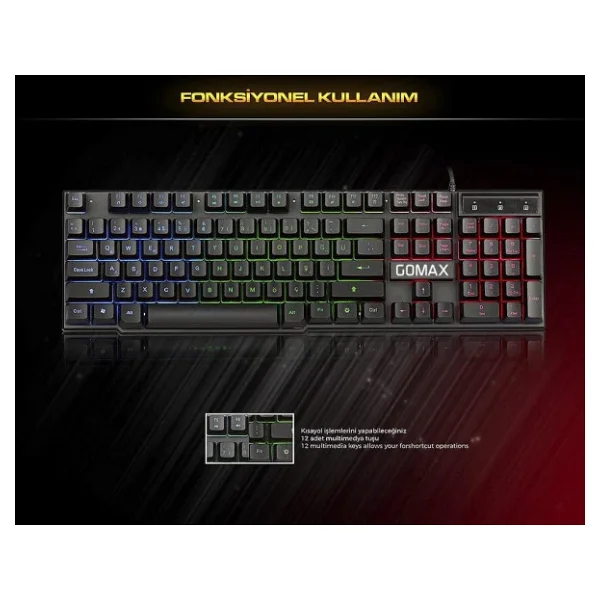 Gomax GMX-K2 RGB Kablolu Oyuncu Klavyesi - Görsel 5