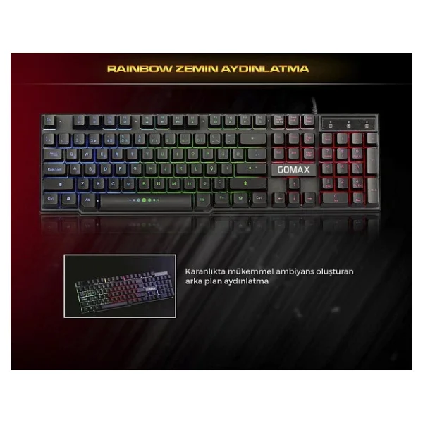 Gomax GMX-K2 RGB Kablolu Oyuncu Klavyesi - Görsel 7