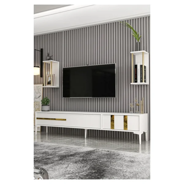 Givayo Mobilya Lukens Tv Unitesi Beyaz Gold 180 Cm - Görsel 7