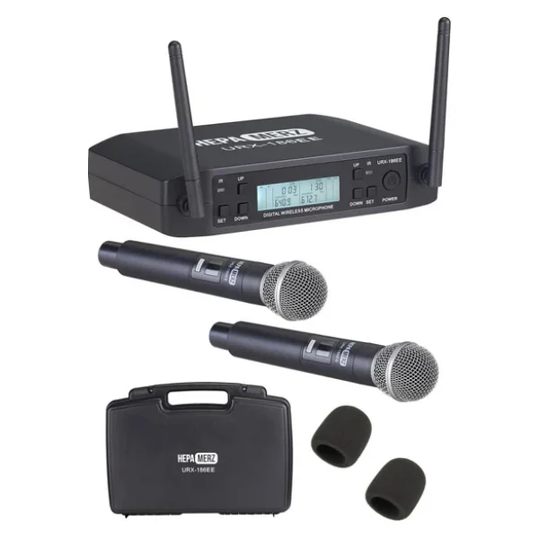 Hepa Merz URX-186EE UHF 2X100 Kanal 2'li Kablosuz El Mikrofonu - Görsel 5