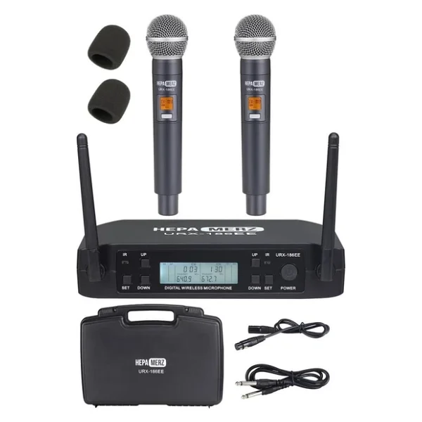 Hepa Merz URX-186EE UHF 2X100 Kanal 2'li Kablosuz El Mikrofonu - Görsel 4