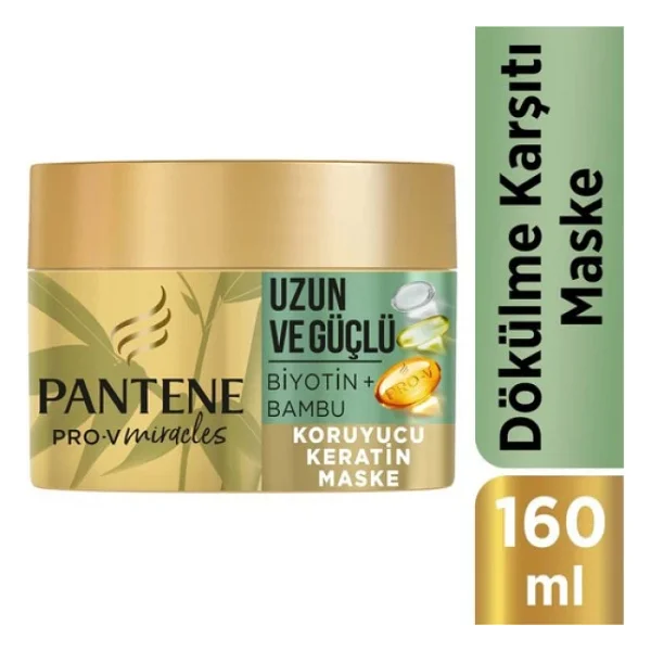 Pantene Miracles Bambu Ve Biyotinli Uzun Ve Güçlü Keratin Koruyucu Dökülme Karşıtı Maske 160 ml - Görsel 2