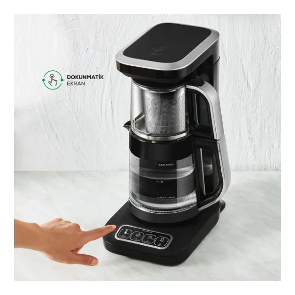 Karaca Wİ-Fİ PRO Android-İOS Uyumlu Çaysever 4 in 1 Konuşan Cam Çay ve Filtre Kahve Makinesi 2500W - Görsel 2