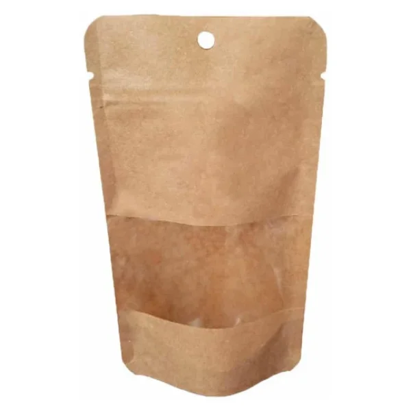 Doypack Pencereli Kraft Delikli Kilitli Kese Kağıdı - Küçük Boy - 11x18x7 Cm. - 20 Adetlik 1 Paket - Görsel 2