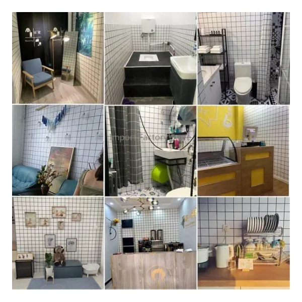 Renkli Duvarlar 60x30cm Parlak Siyah Çizgili Beyaz Kare Yapışkanlı Karavan Prefabrik Banyo Wc Duvar Kaplama Paneli - Görsel 5