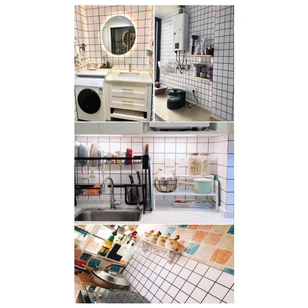 Renkli Duvarlar 60x30cm Parlak Siyah Çizgili Beyaz Kare Yapışkanlı Karavan Prefabrik Banyo Wc Duvar Kaplama Paneli - Görsel 6