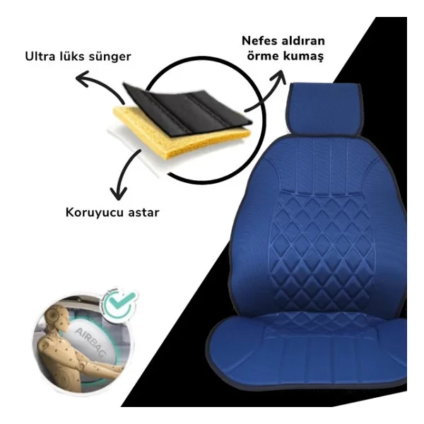 Space Oto Koltuk Minderi, Togg Araçlara Uyumlu 2'Li Set Özel Tasarım Minder - Görsel 3