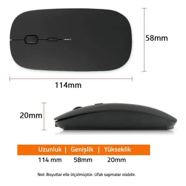 UpWay Kablosuz 100mah Şarjlı Pilli 2.4 Ghz Sessiz Bluetooth Mouse - Görsel 7
