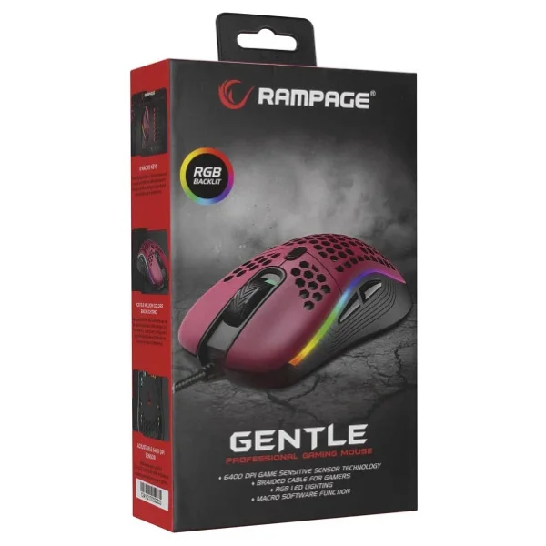 Rampage Gentle SMX-R85 Kırmızı RGB Makrolu Optik Kablolu Oyuncu Mouse - Görsel 8