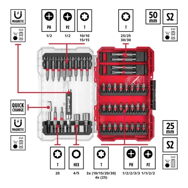 Einhell 49118953 M-Case 42 Parça Vidalama Ucu Seti - Görsel 4