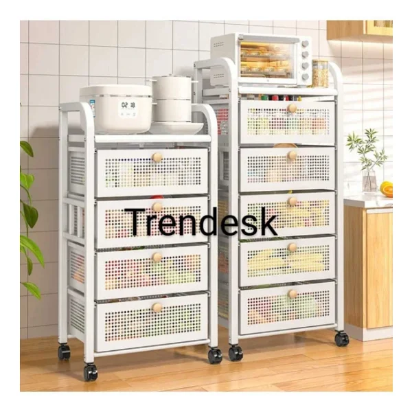 Trendesk 5 Katlı Metal Beyaz Çekmeceli Patates Soğan Sepeti Sebze Meyve Sepeti Sebzelik - Görsel 3