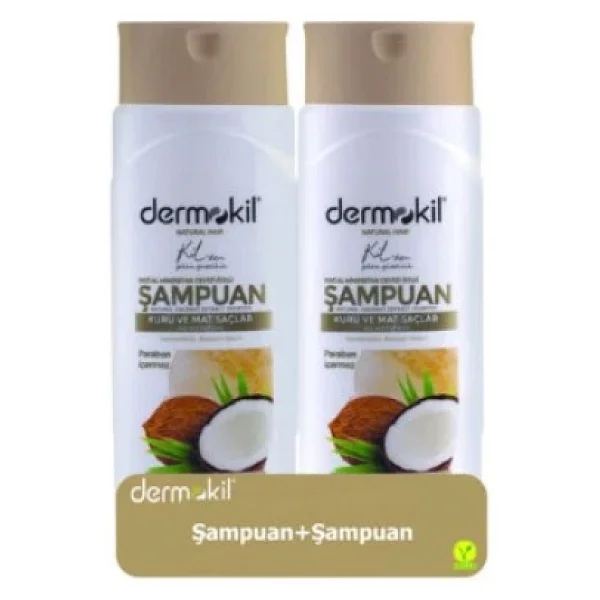 Dermokil Vegan Doğal Hindistan Cevizi Özlü 400 ml 2 Adet Şampuan - Görsel 3