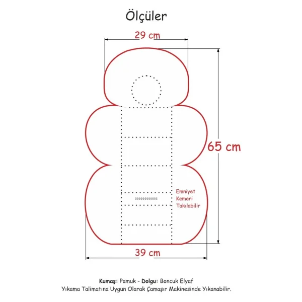 Umaybebek Puset Örtüsü + Puset Minderi 2 Parça - Bel Destekli - Kedi Desen - Gri - Görsel 4