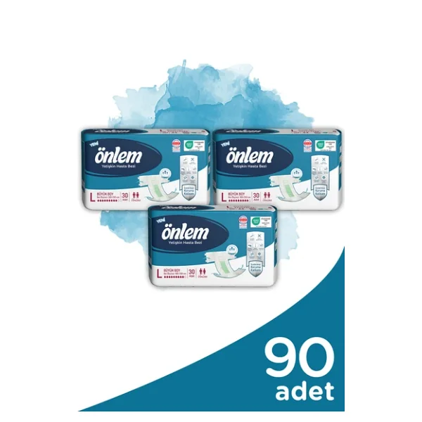 Önlem Tekstil Yüzeyli Belbantlı Büyük Boy L 30'lu 3 Adet Hasta Bezi - Görsel 5