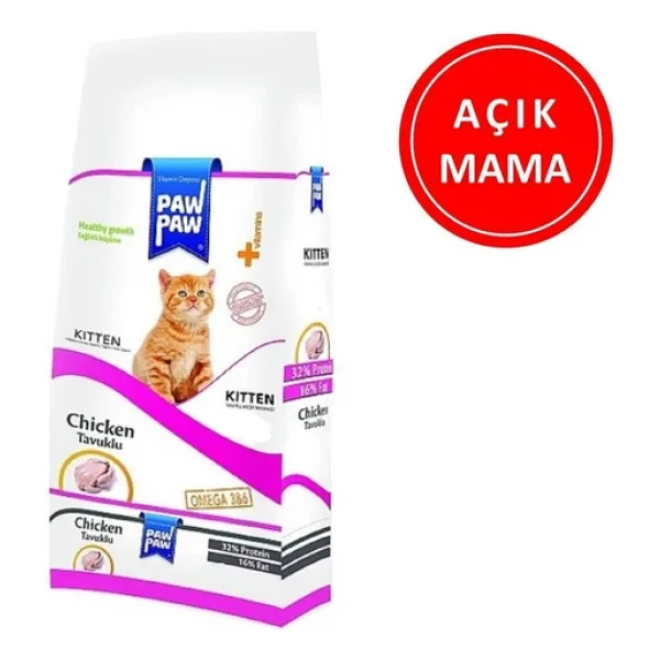 Paw Paw Kitten Tavuk Etli 1 kg Yavru Kedi Maması - Açık Paket - Görsel 3