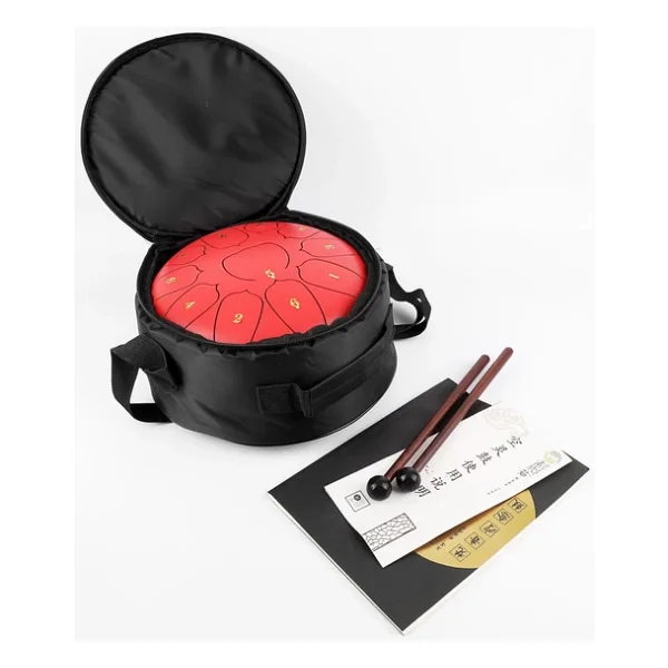 Jwin Jtn-1011 10 Inç 11 Ses Ton Çelik Handpan Tongue Drum Davulu - Kırmızı - Görsel 2