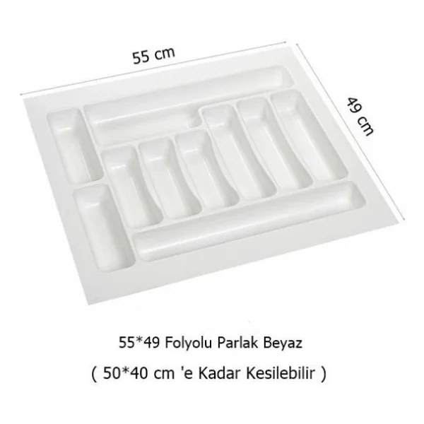 2 Adet Cekmece Ici Kasiklik 55 X 49 Cm Beyaz Mutfak Cekmece Duzenleyici - Görsel 2