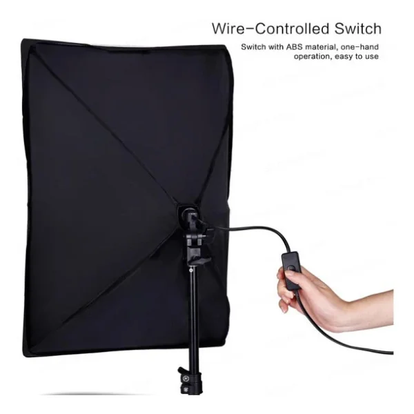 Rabsev Softbox Aydınlatma Seti 50x70 cm 2 Metre Işık Ayağı Fotoğraf Video YouTube Canlı Yayın - Görsel 2