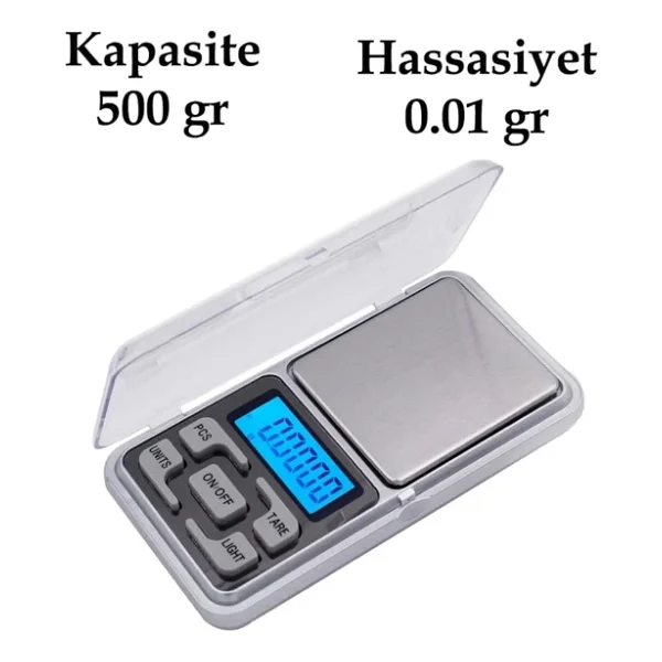 Crown Dijital Göstergeli Hassas Elektronik Kuyumcu Cep Terazisi (500 Gr-0.01) - Görsel 8