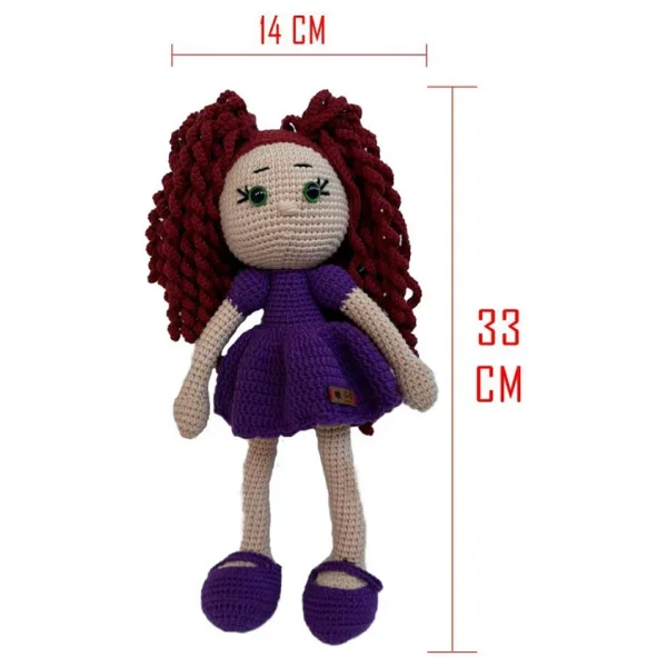 Amigurumi Organik Oyuncak-Uyku Arkadaşı -Örme Mor Bebek - Görsel 3