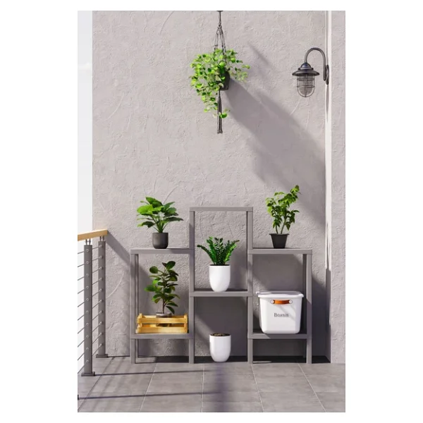 Mithra Life 6 Katlı Plastik Gri Banyo Mutfak Rafı MIT1046 - Görsel 4