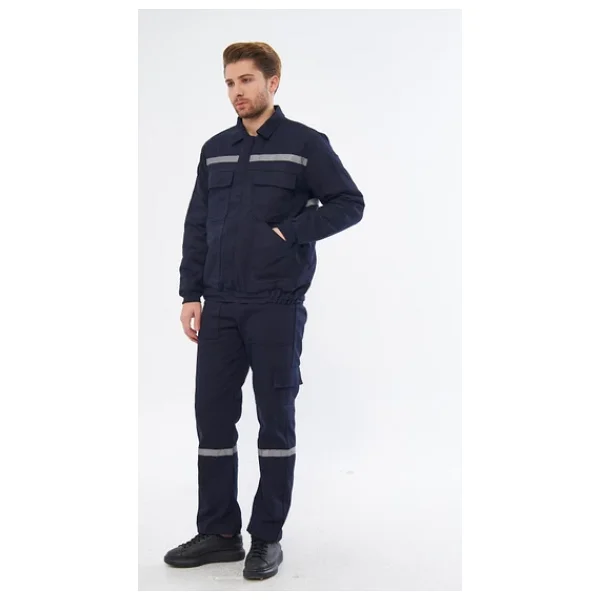 Orange Safety İş Takımı 7/7 Gabardin %100 Pamuk Kapitoneli Reflektörlü Kışlık Lacivert - Görsel 3