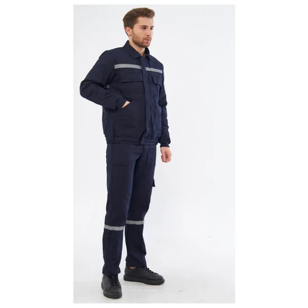 Orange Safety İş Takımı 7/7 Gabardin %100 Pamuk Kapitoneli Reflektörlü Kışlık Lacivert - Görsel 5