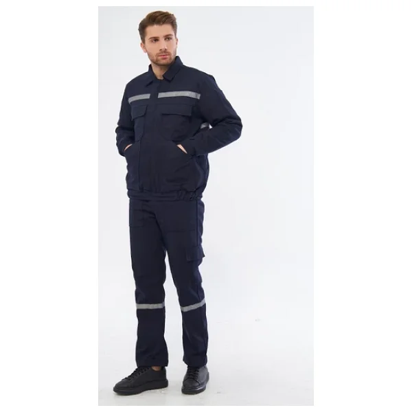 Orange Safety İş Takımı 7/7 Gabardin %100 Pamuk Kapitoneli Reflektörlü Kışlık Lacivert - Görsel 4