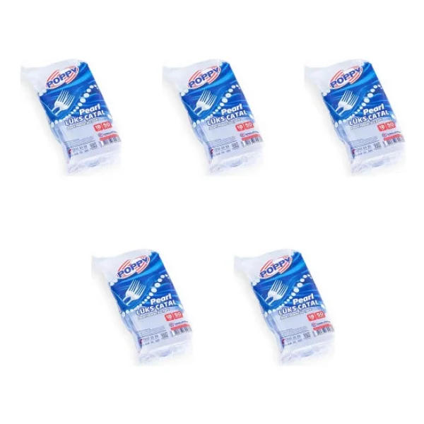 Poppy Plastik Lüks Çatal - 18 Cm. - Şeffaf - 50 Adetlik 5 Paket Şeffaf - Görsel 2