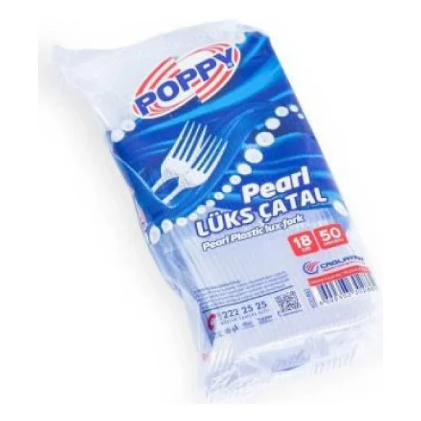 Poppy Plastik Lüks Çatal - 18 Cm. - Şeffaf - 50 Adetlik 5 Paket Şeffaf - Görsel 4